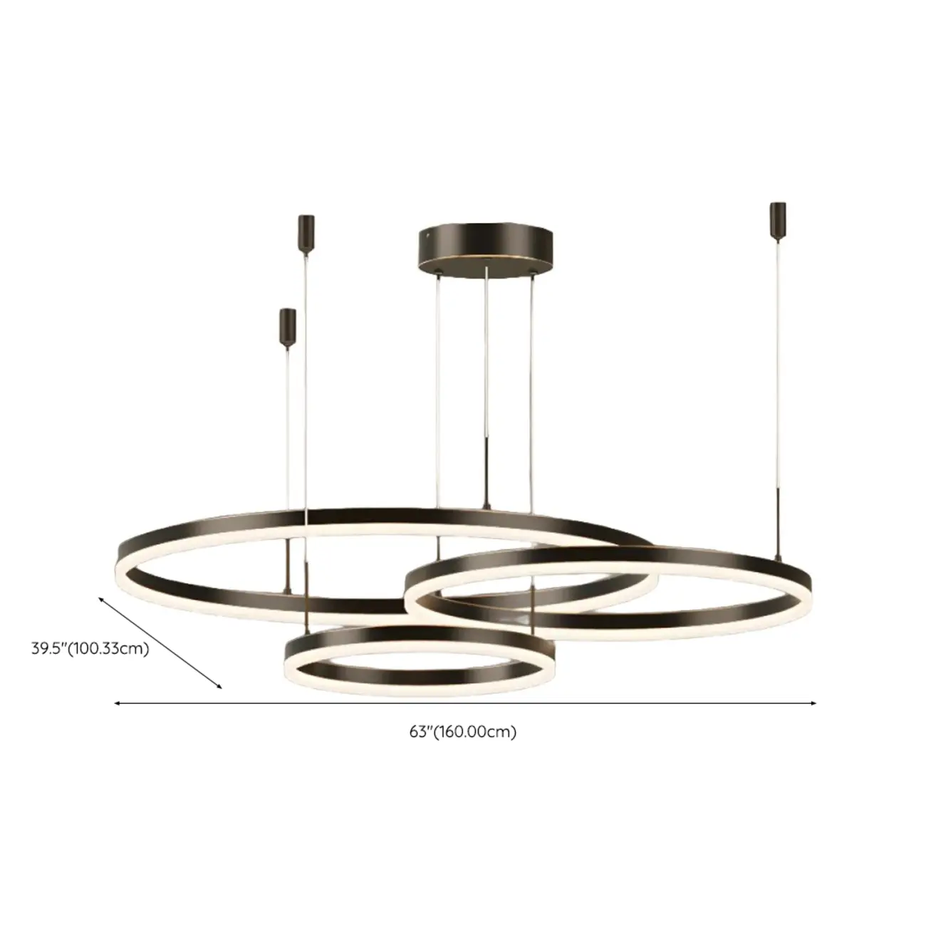 Modern Gold Multi-Circle Tiered Metal Ring LED Chandelier