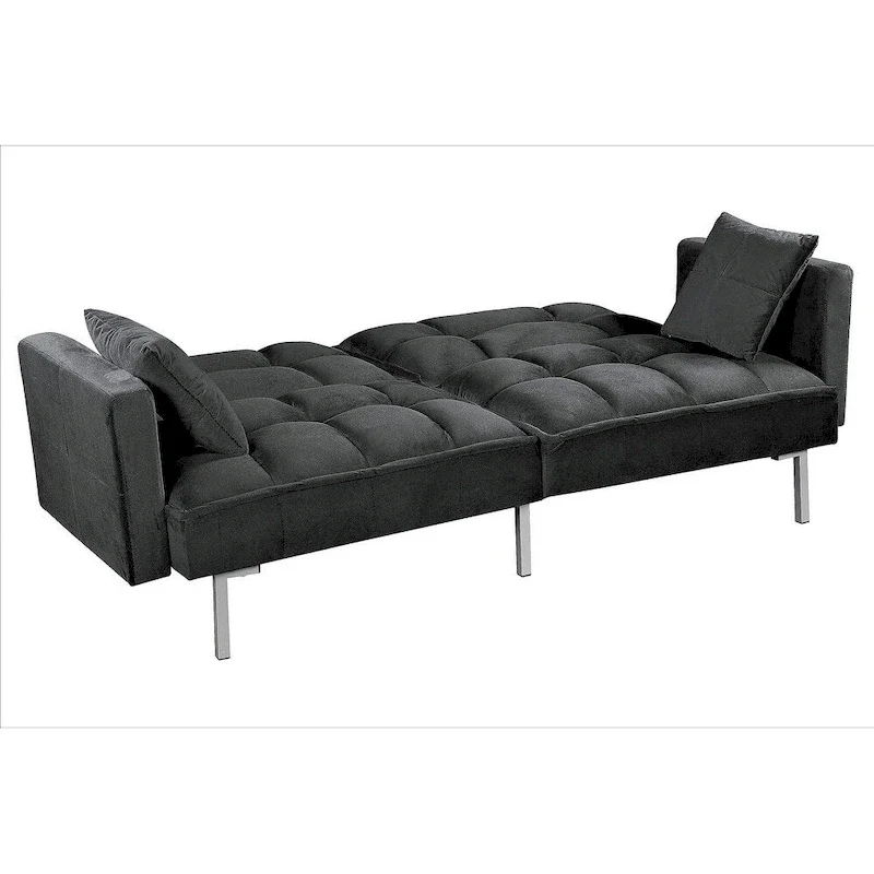 Regal Convertible Sleeper Sofa Bed Velvet Pull Out Couch with Mid-Century Style Tufted Design and Metal Legs