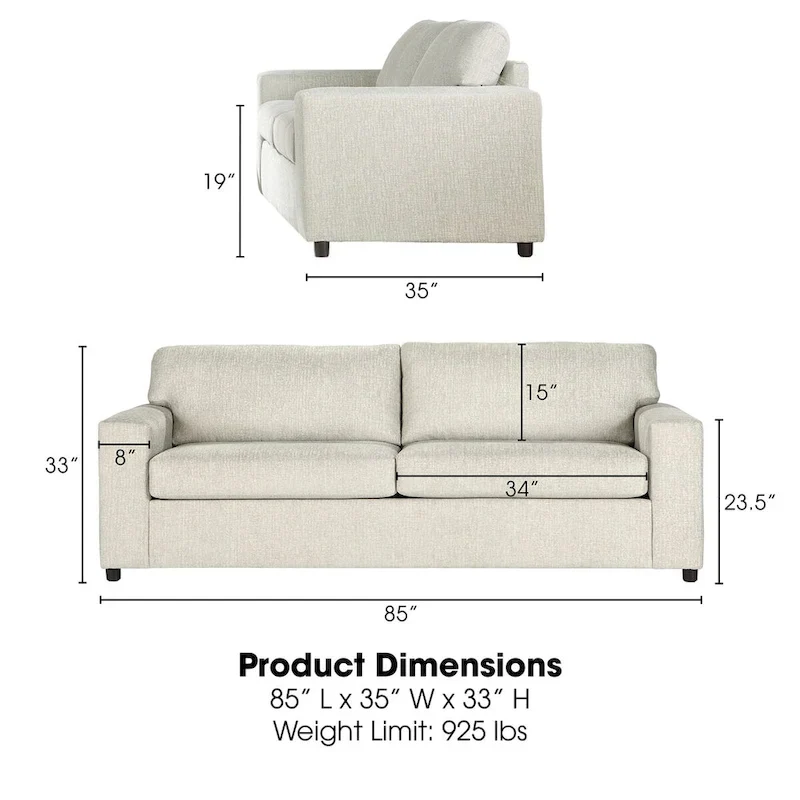 New Classic Furniture Leo Cushion Back Sofa, Made in USA