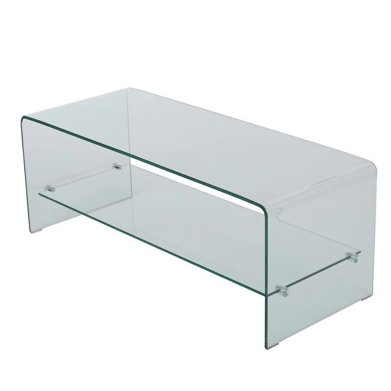 Ramona Glass Entertainment TV Console Stand with Shelf by Christopher Knight Home