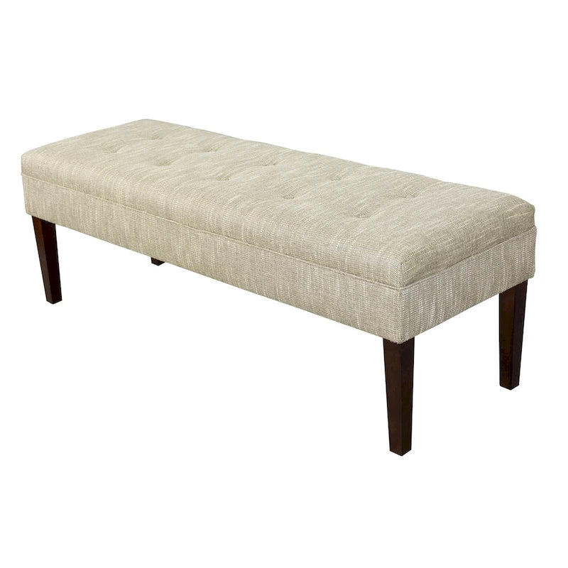 Casual Beige Upholstered Living Room Bench