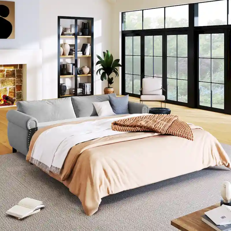 80.7 Pull-Out Sleeper Sofa Bed with Foam Mattress