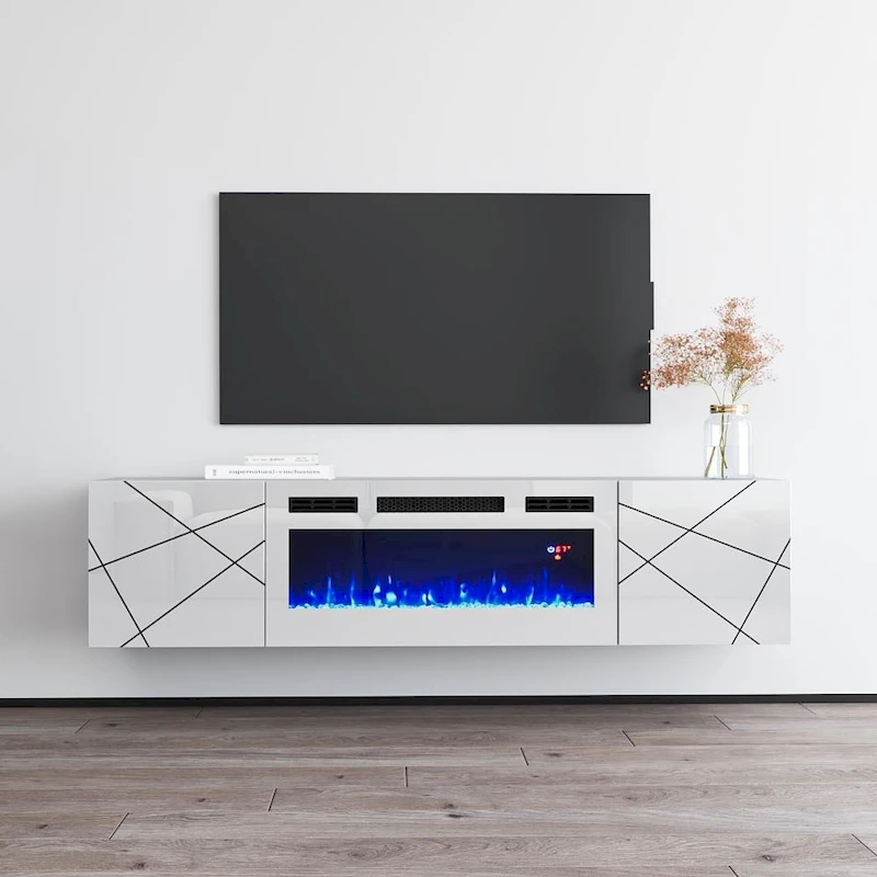 London WH-EF Electric Fireplace 63 TV Stand