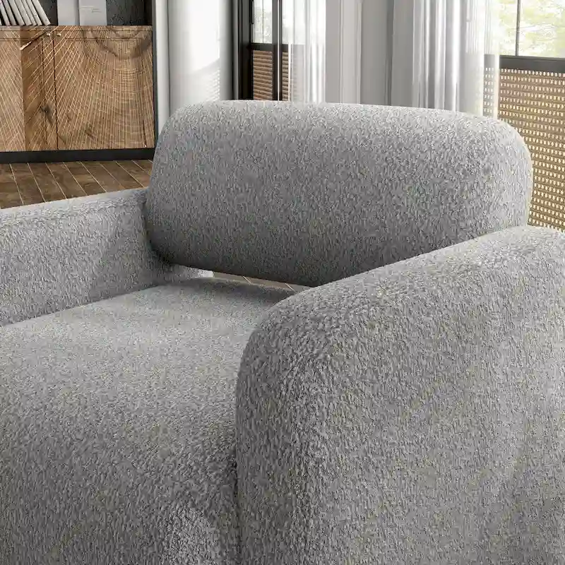 Freesia Modern Boucle Fabric Accent Chair with Arms, Upholstered Single Sofa Chair by Furniture of America
