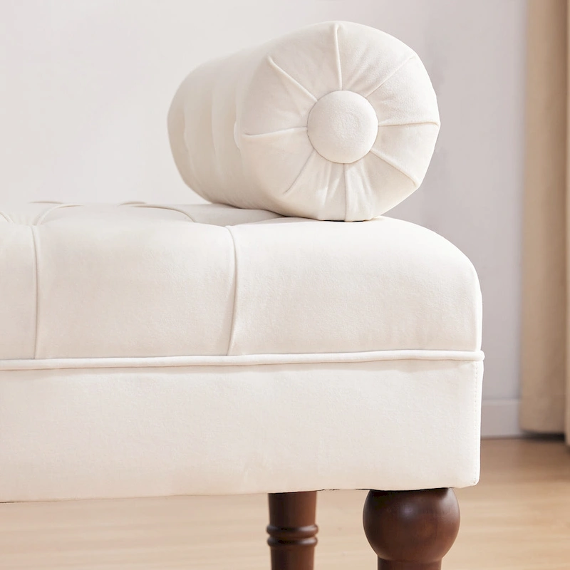 Velvet Bedroom Bench Pink/ Beige/ Blue/ Gray Upholstered Bench with Button-Tufted 60.2.