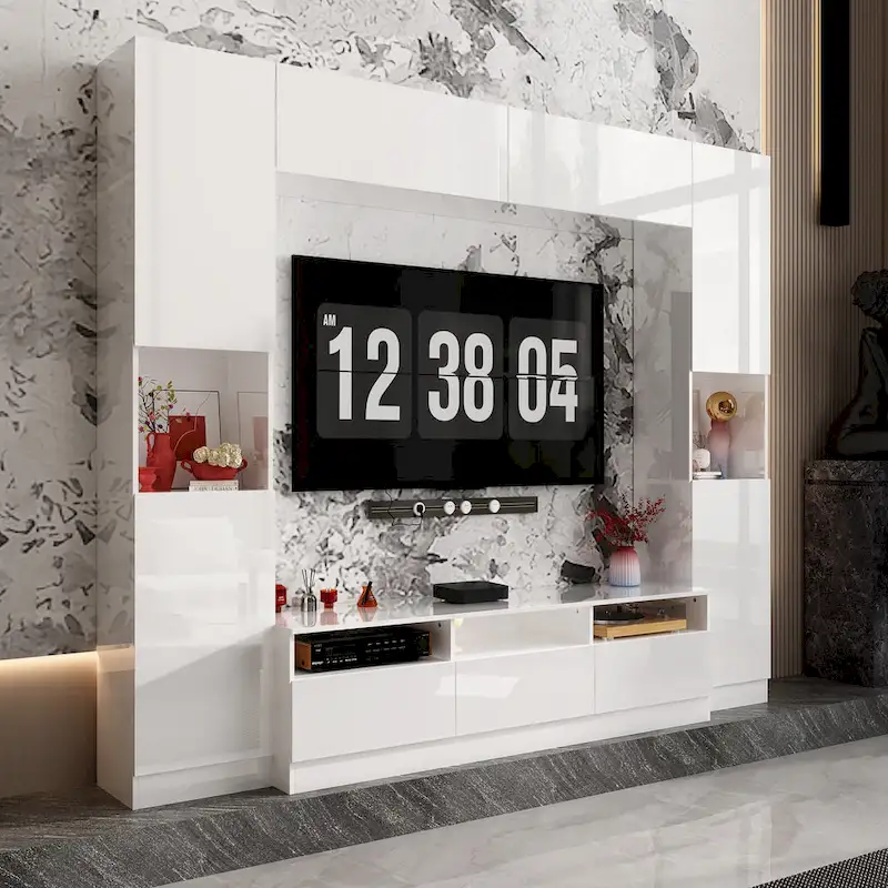 Glossy Entertainment Center TV Media Center Wall Storage Cabinet - 94.5X78.7