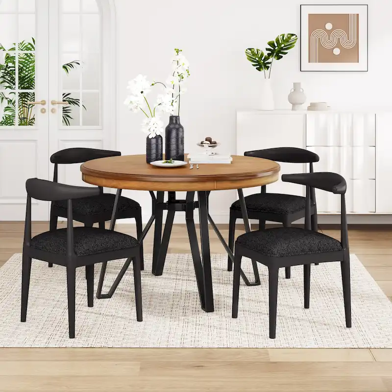 Cortina Fabric and Rubberwood 5 Piece Dining Set by Christopher Knight Home