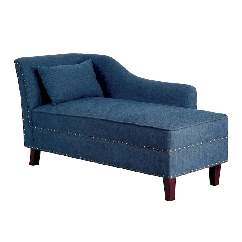 Sing Transitional Fabric Upholstered Nailhead Trim Chaise Lounge Chair by Furniture of America