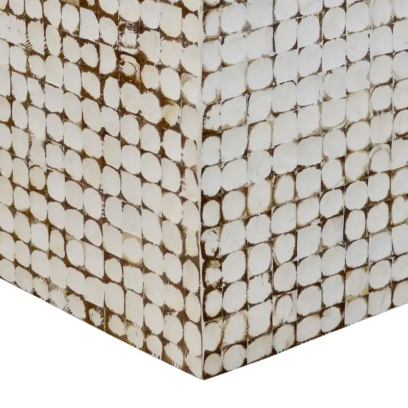 Juliette Distressed Natural Coconut Cube Accent Table by East at Main