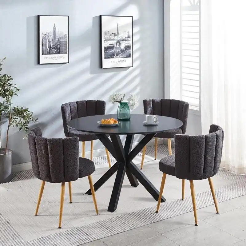 Grondin Mid-Century Modern Round Dininig Table with MDF Top and Pedestal Base, 42.1 End Table Leisure Table