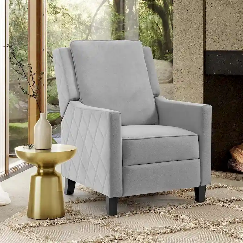 AVAWING Push Back Recliner Chair Linen Wing Back Chair