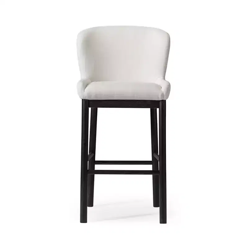 Upholstered High Back Bar Stool, Gray Fabric, 1-Person
