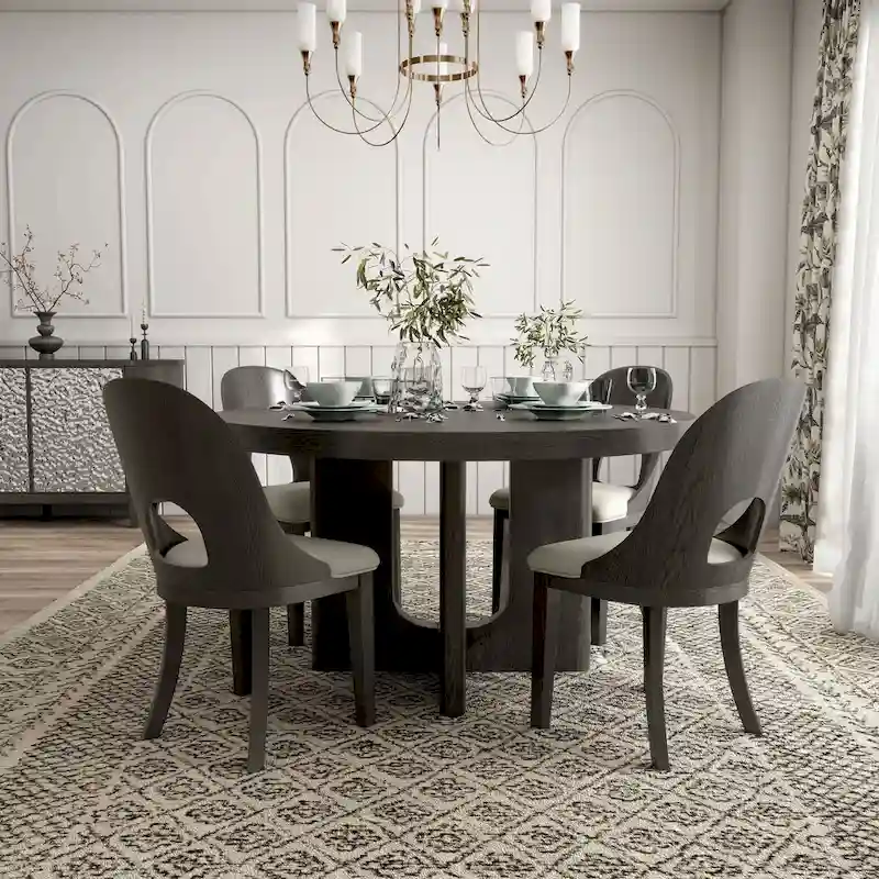 Piez Modern 5-Piece Solid Wood Round Dining Set