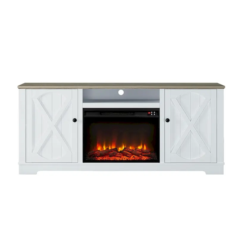 70 Farmhouse TV Stand with Fireplace, Fits up to 75 TV - 70W x 30H x 14.5D
