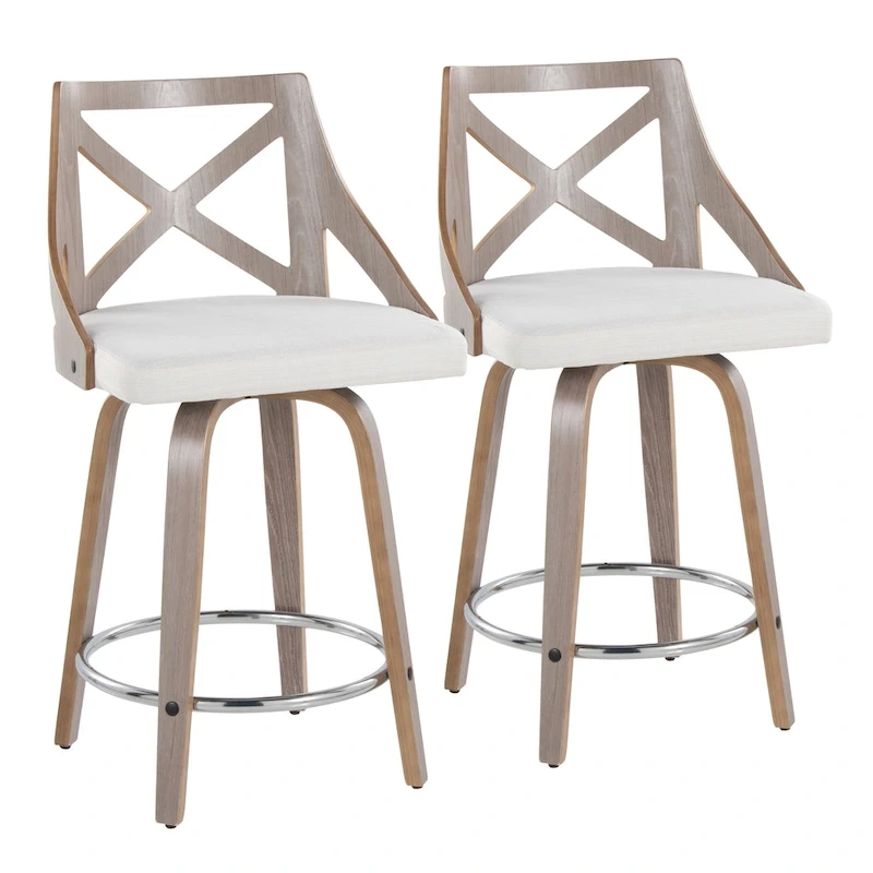 The Gray Barn Charlotte 24  Fixed-Height Counter Stool with Bent Wood Legs (Set of 2)