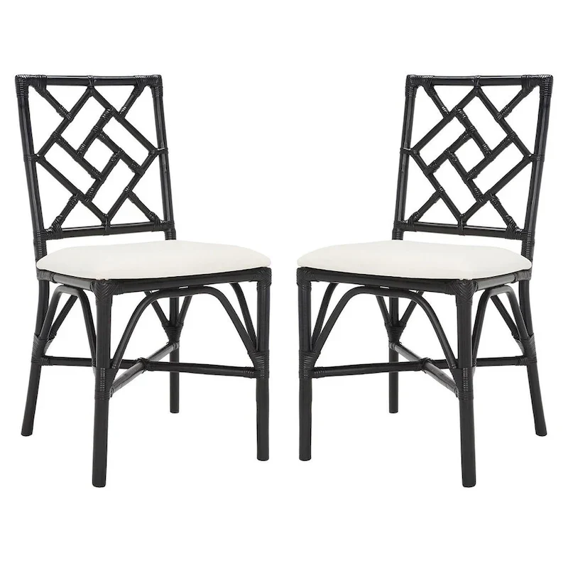 SAFAVIEH Maye Rattan Accent Chair with Cushion (Set of 2) - 18.5 W x 20.9 L x 35.8 H - 19Wx21Dx36H