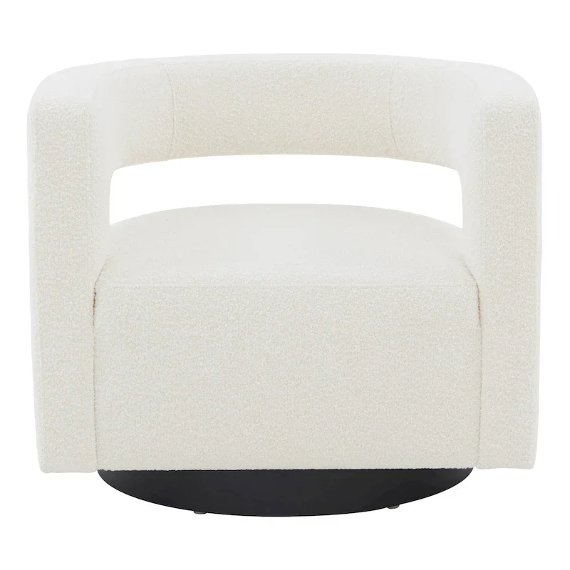 Upholstered Swivel Chair with Cut-Out Back