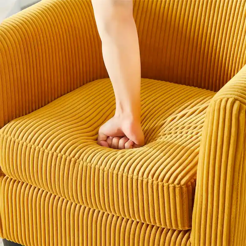 Modern Fabric Upholstered Accent Chair with Ottoman Foot Rest