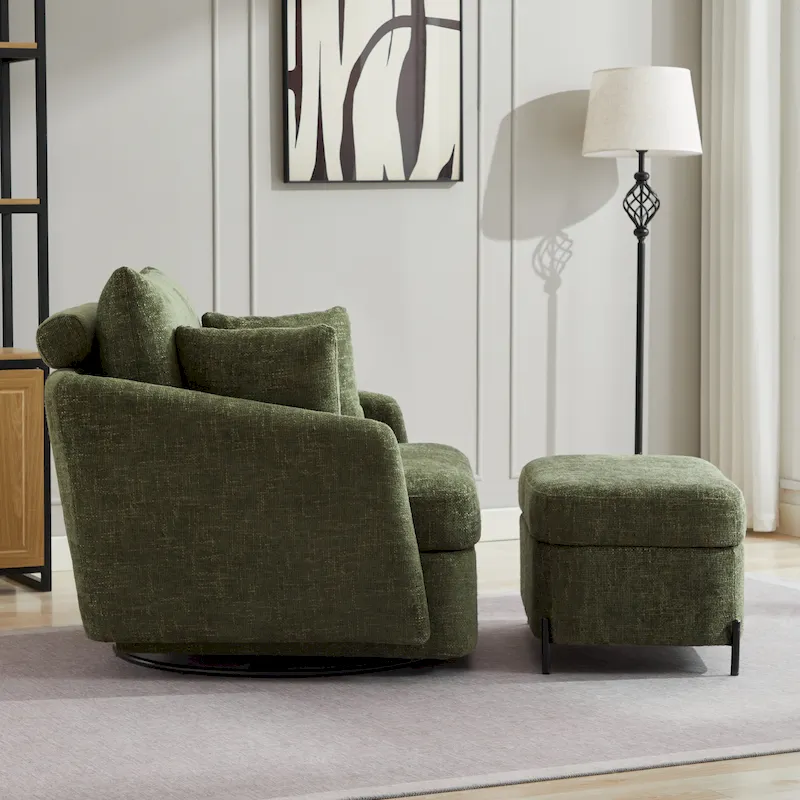 40.6 W Upholstered Swivel Accent Sofa Chair With Pillows