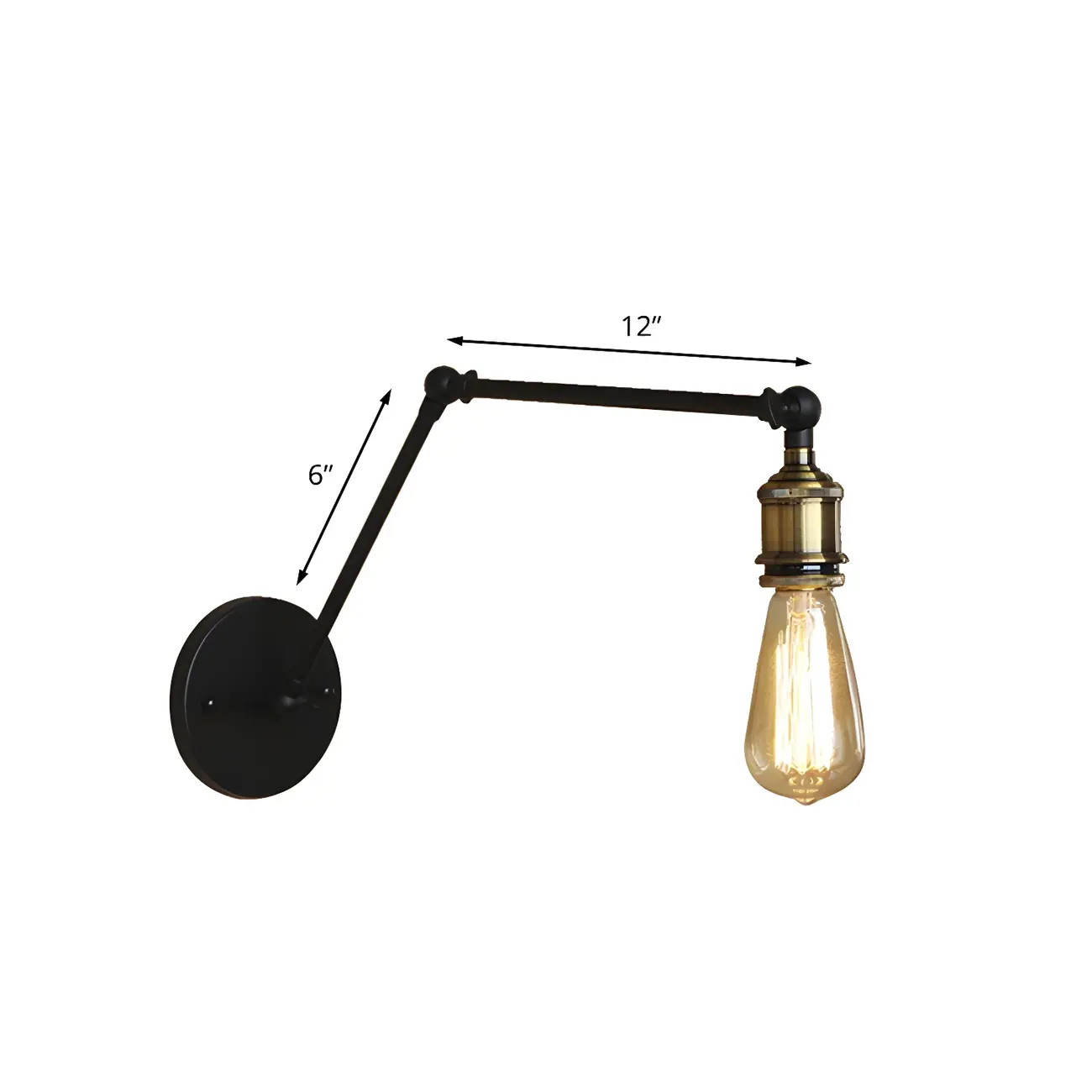 Industrial Open Bulb Swing Arm Wall Light