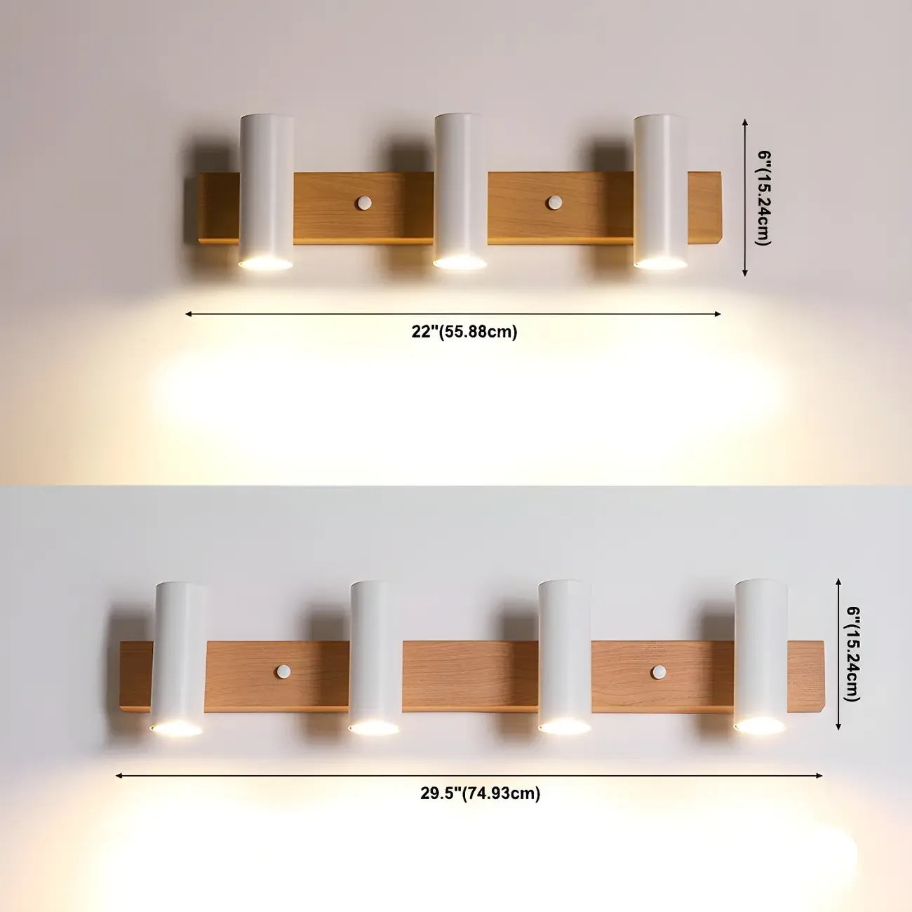 Cylinder White 4-Light Bathroom Vanity Lights in Hardwired