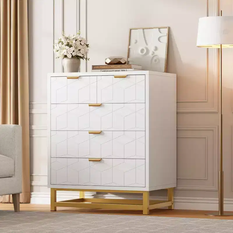 White & Black Fabric Dresser Storage Tower, 5 & 6 Drawer