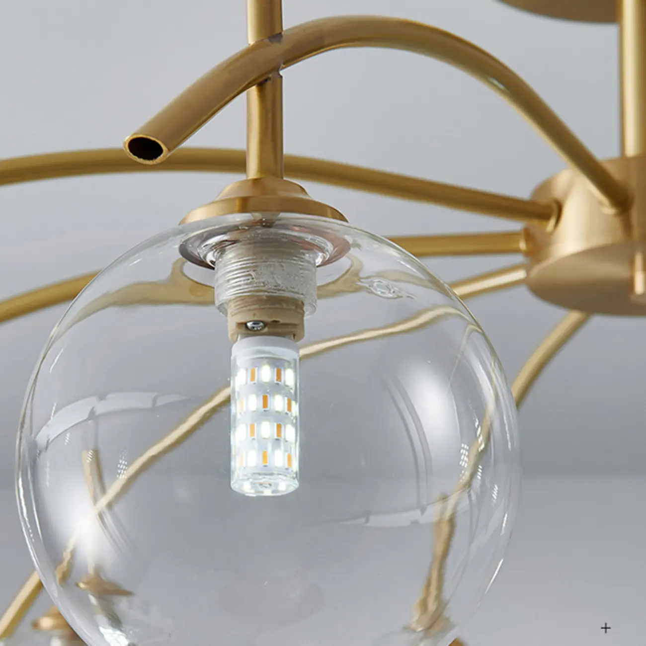 Classic Large Globe Glass Golden Semi Flush Mount Ceiling Light