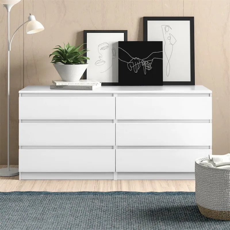 6 Drawer Double Dresser for Bedroom Living Room Hallway