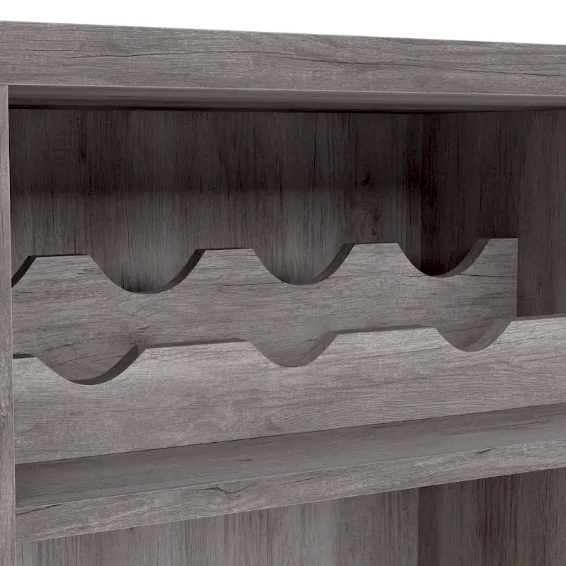 DH BASIC Farmhouse Plank-Style 28-Bottle 47-Inch Wine Cabinet Buffet by Denhour