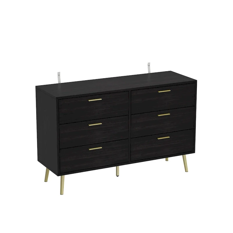 6 Drawer Larget Chest&Dresser With Golden Metal Handles