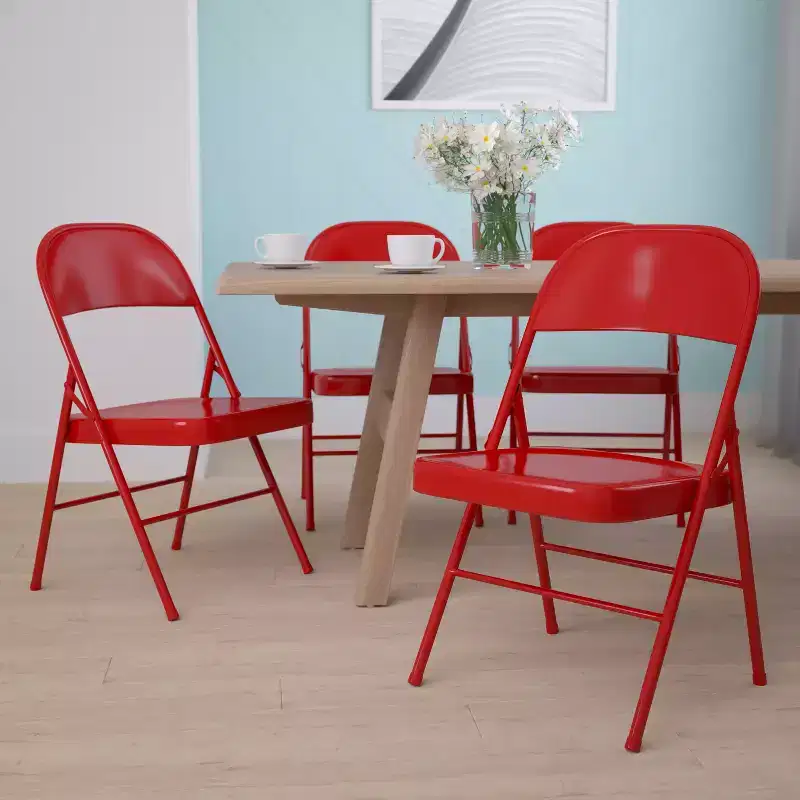Flash Furniture 4 Pack HERCULES Series Double Braced Metal Folding Chair