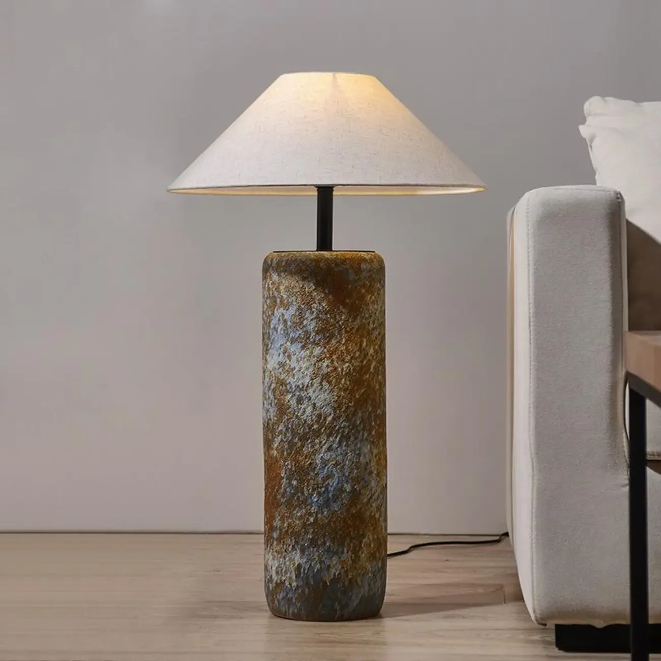 Modern Rustic Ceramic Table Lamp with Rocker Switch