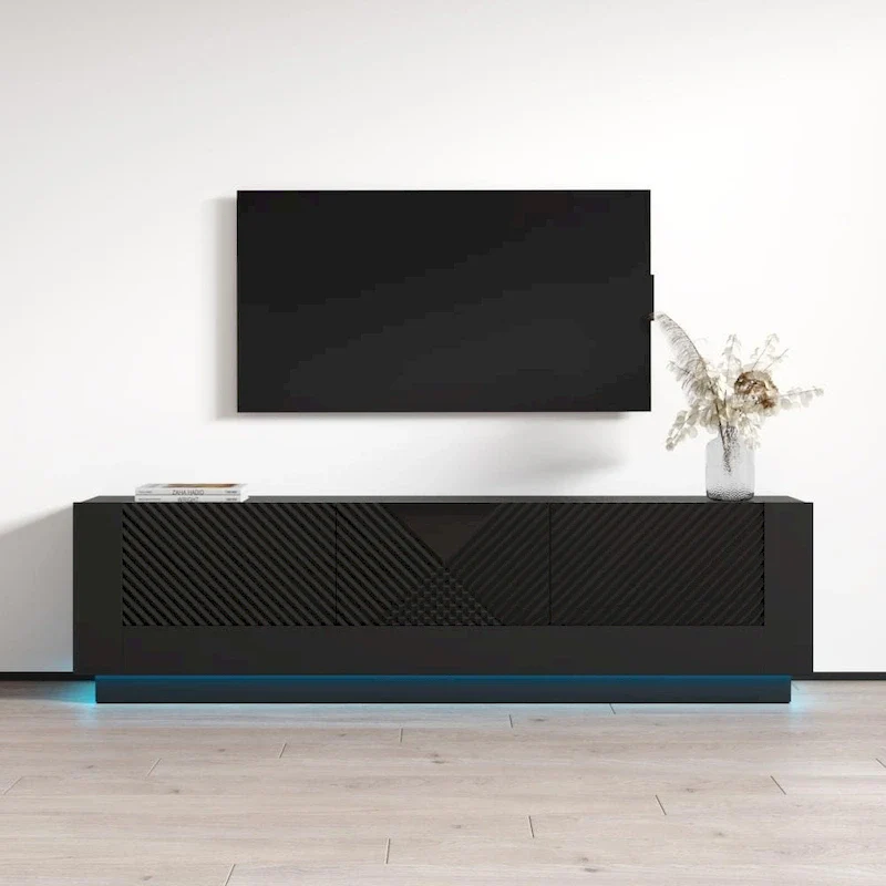 TV Stand for TVs Up to 80 Inches – High Gloss Entertainment Center