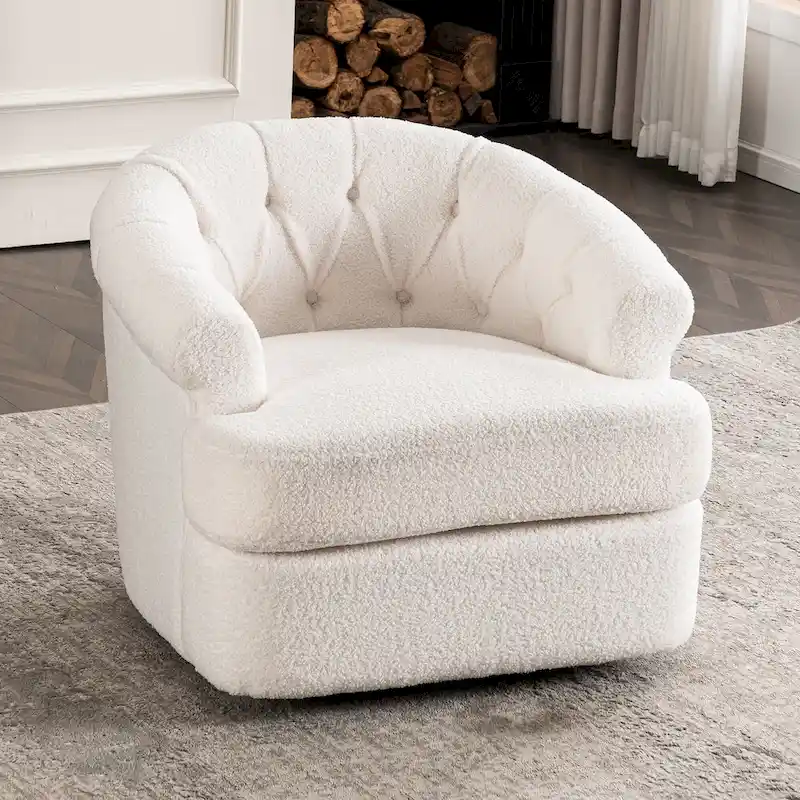 Velvet Swivel Chair with Ottoman