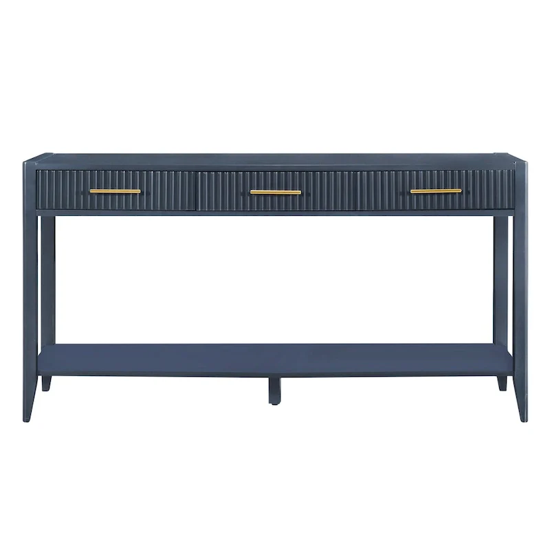 High-Quality Entryway Console Table with Vertical Stripe Drawers, Long Legs