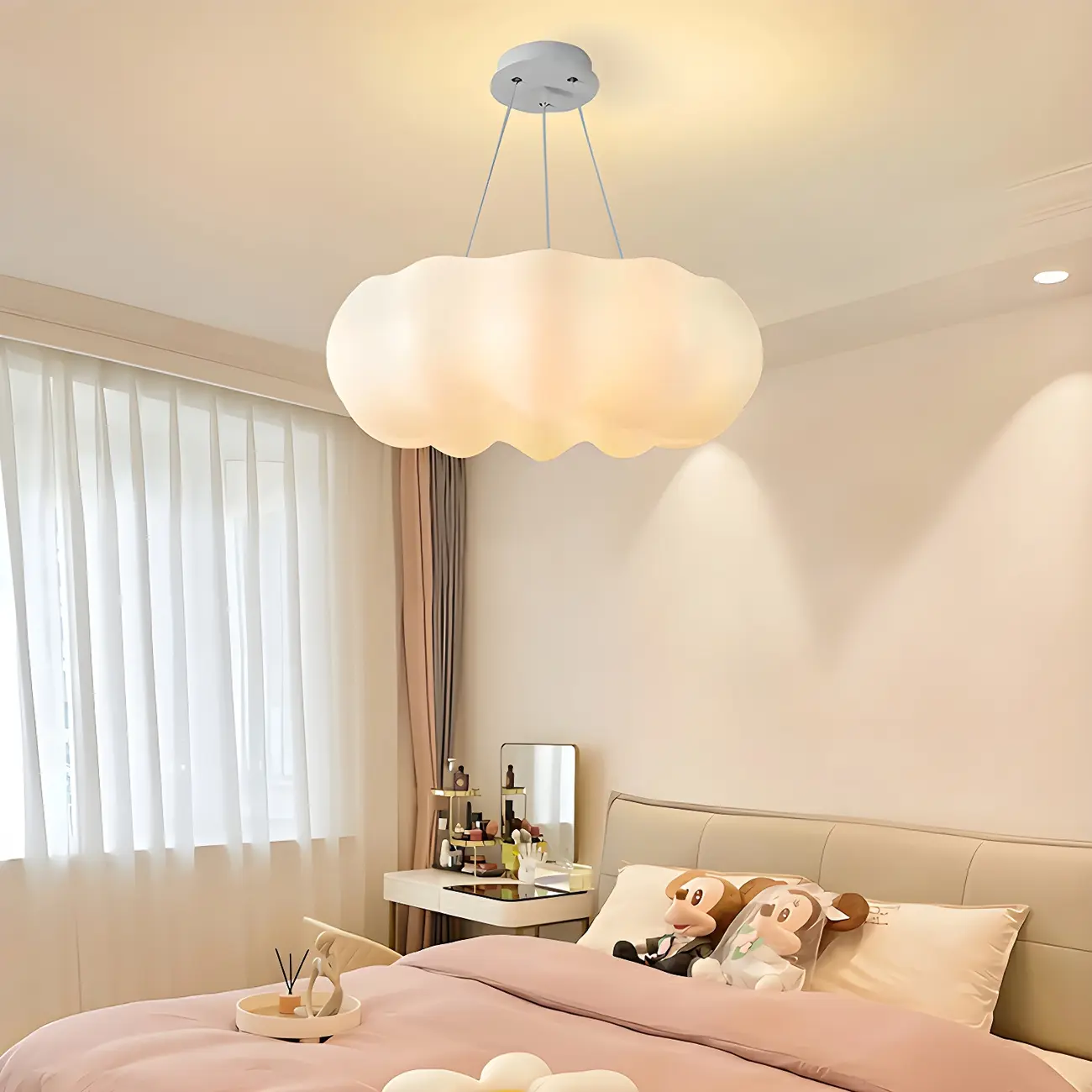 Nordic White Cloud Shape Minimalist Drum Chandelier