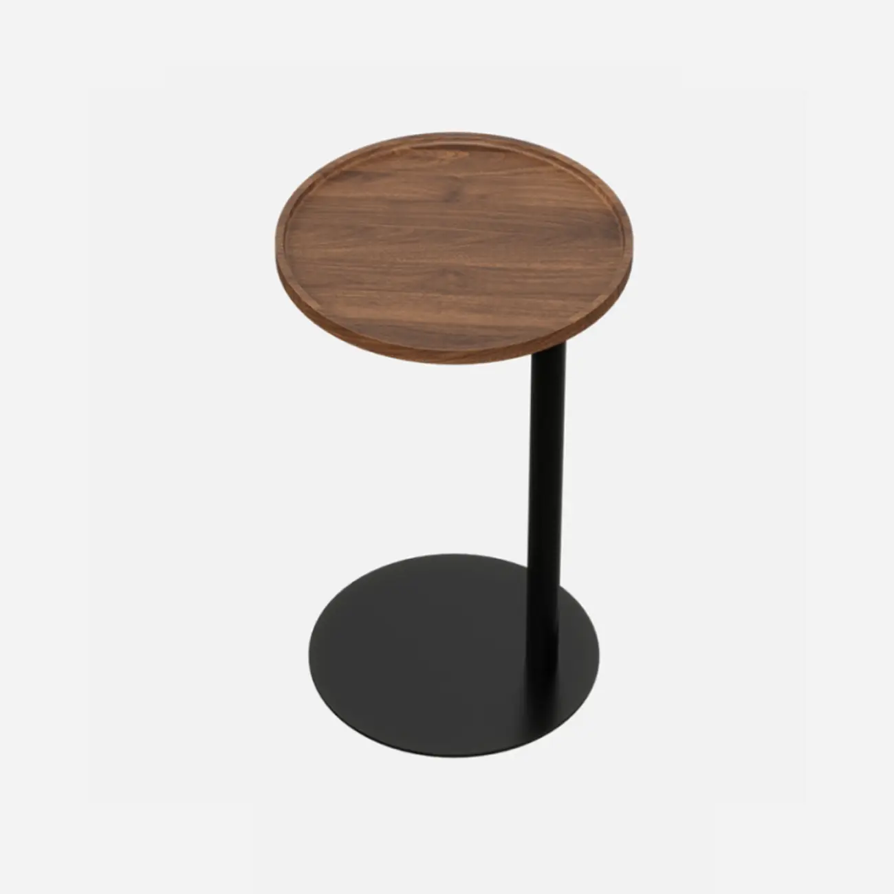Living Room Brown Wood Top Metal C Shaped Side Table