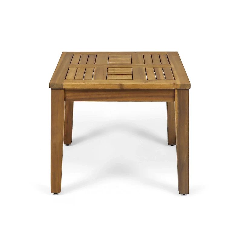 Bops Outdoor Side End Table, 20 Inch Square, Natural Brown Acacia Wood