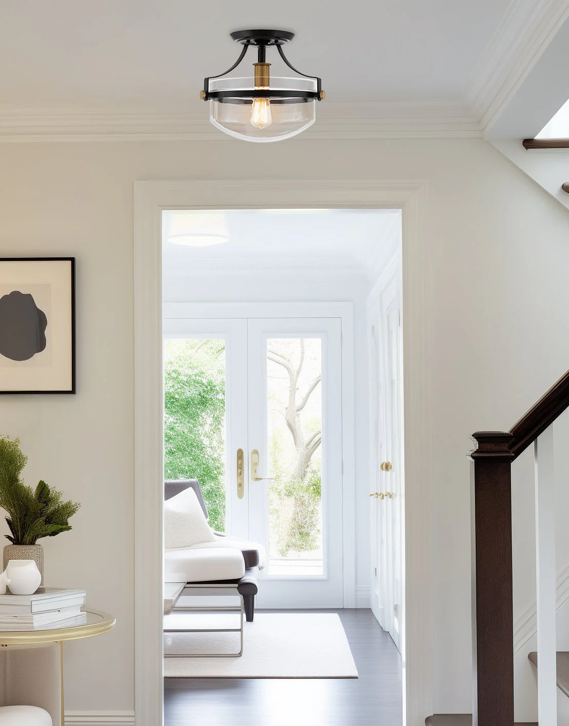 Zurich 12 Rustic Farmhouse Semi-Flush Mount Ceiling Light