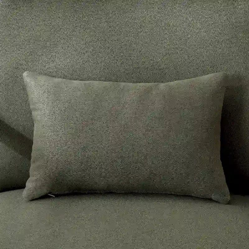 Upholstered Linen Blend Accent Chair with Wooden Legs and One Pillow