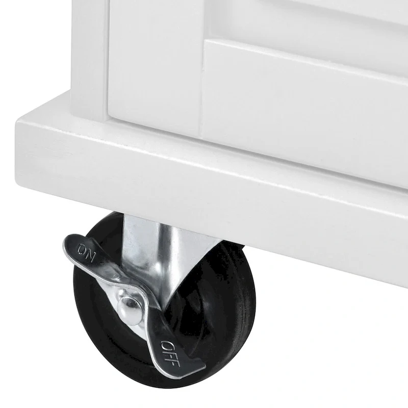 Rubber Wood Desktop Kitchen Cart Featuring Five Drawers, Concealed Cabinet, Adjustable Shelves and Smooth Rolling Wheels