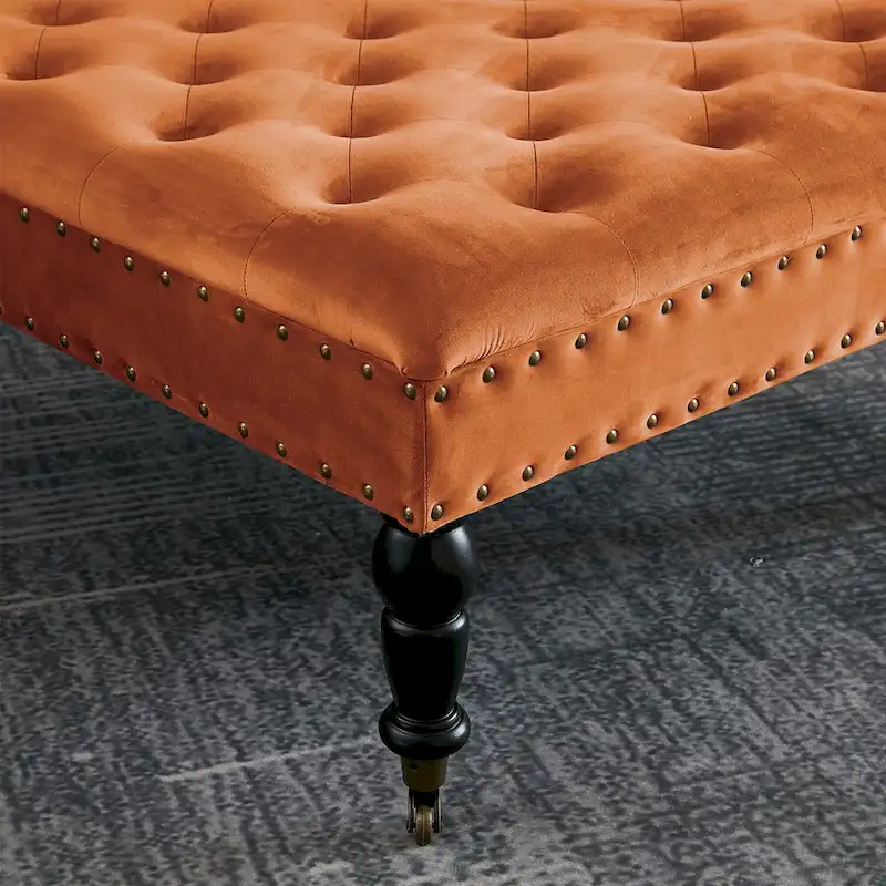 Button-Tufted Round Ottoman – 33 x 33 x 18 Inch