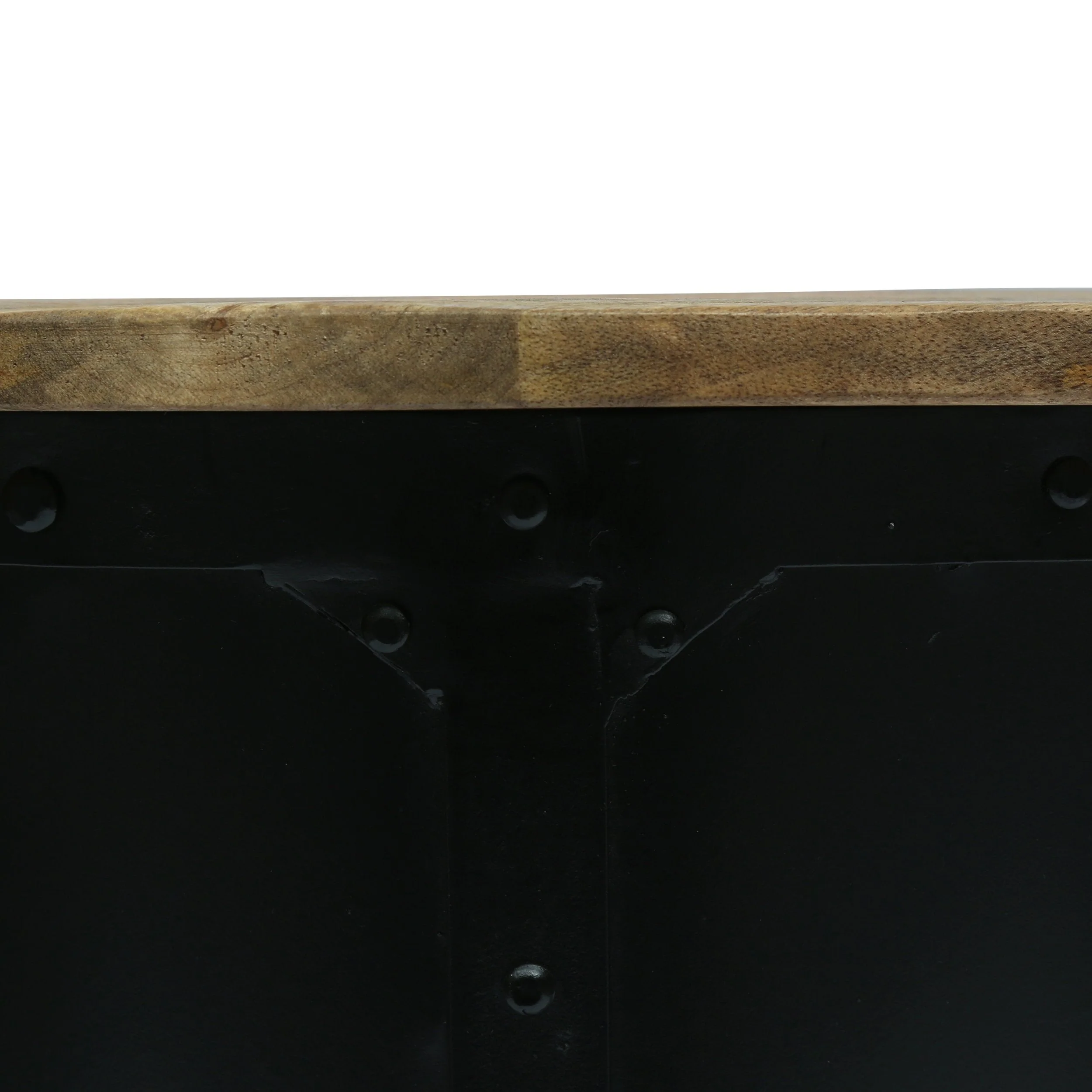 Industrial Handcrafted Mango Wood Side Table, Natural and Black - NH109413