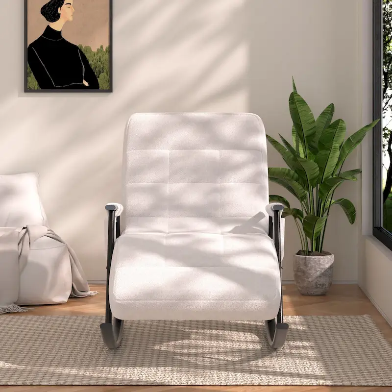 Adjustable Rocking Chair, Nursery Glider Chair with Adjustable High Back and Foot Rest