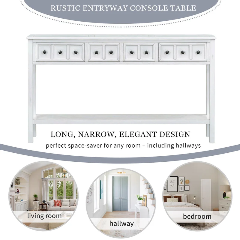 Rustic 4-drawer Entryway Console Table