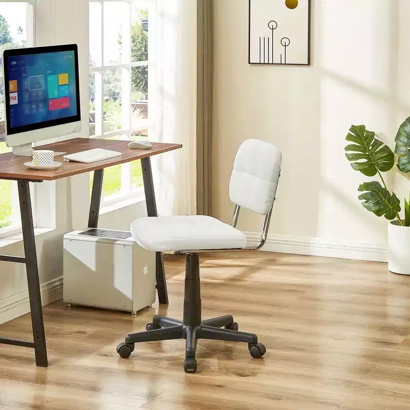 Gray / White Armless Swivel Office Chair, Height Adjustable, Seats 1