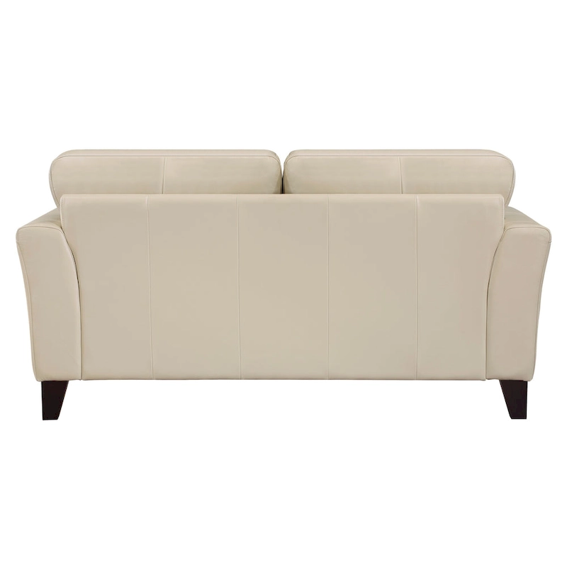 Lisa 71 Inch Loveseat, Cream Top Grain and Split Leather Brown Solid Wood