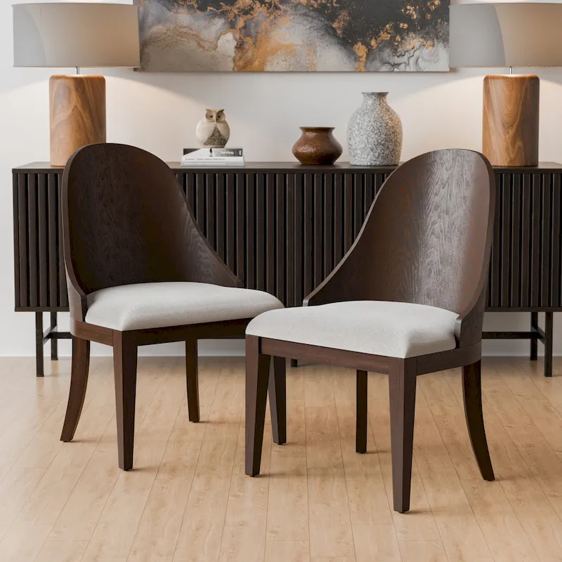 Furniture of America Liora Modern Dark Walnut Solid Wood Dining Chairs (Set of 2)