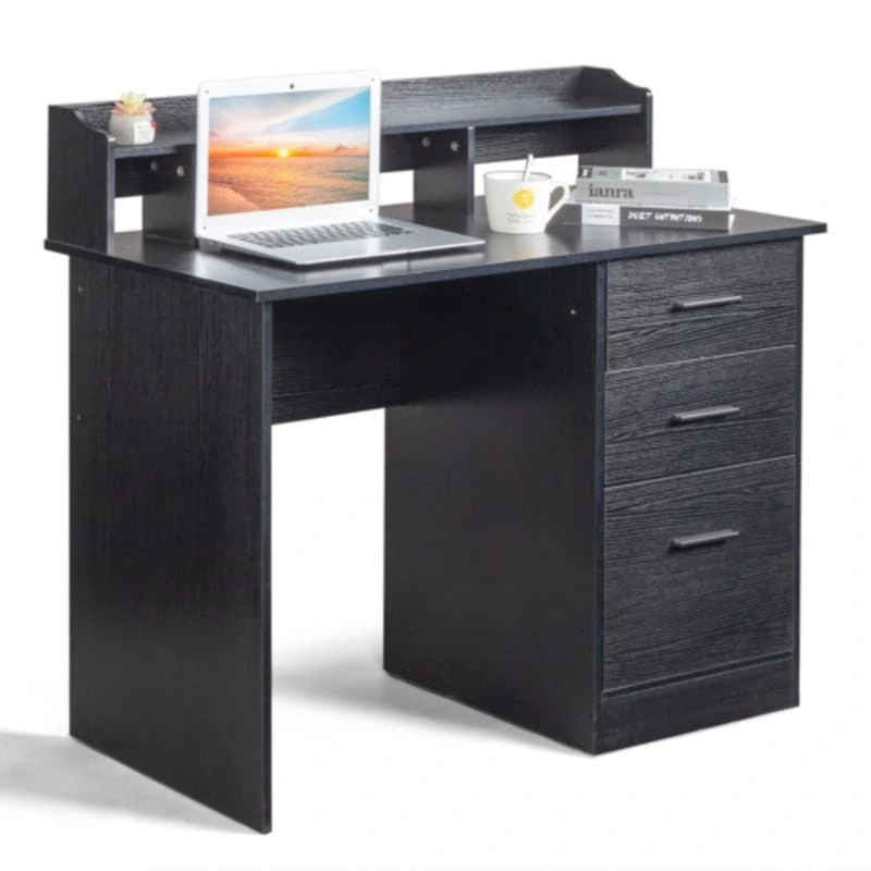 Three-drawers Wood Grain Particleboard Computer Desk