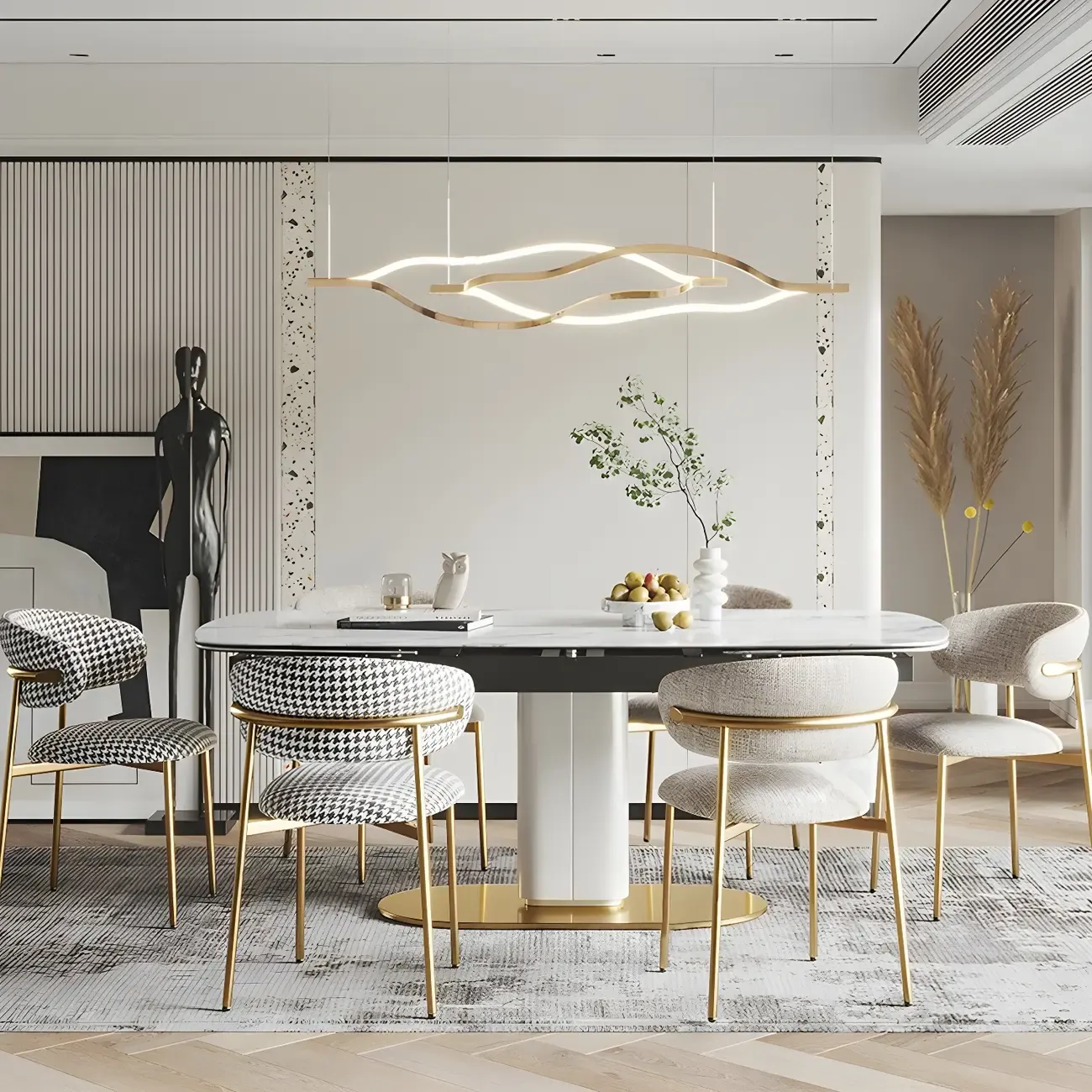 Scandinavian Velvet Upholstered Dining Room Chairs Set of 4